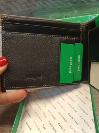 Portafoglio Uomo Kevin Jeans Pelle Marrone Beige