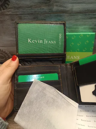 Portafoglio Uomo Kevin Jeans Pelle Marrone Beige