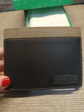 Portafoglio Uomo Kevin Jeans Pelle Marrone Beige