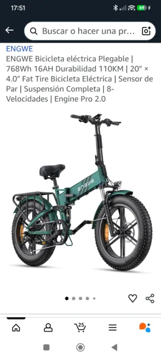 Bicicleta Eléctrica Engwe EP 2 Pro