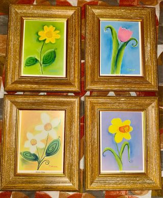 Set 4 Quadri Fiori Colorati