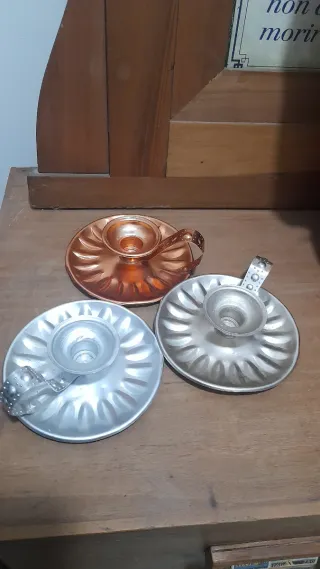 3 portacandele vintage in alluminio