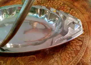 Art Deco cestino in metallo Bauhaus design 30'