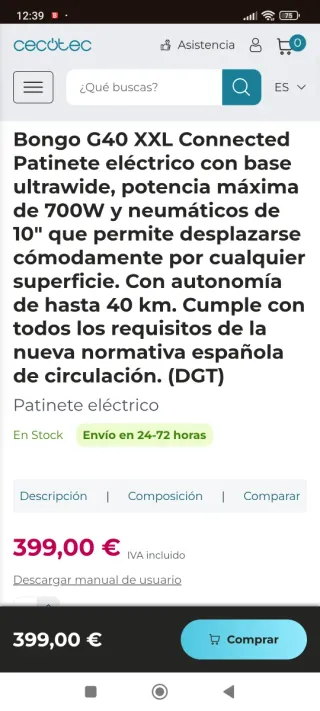 Nuevo Patinete Eléctrico cecotec g40 XXL