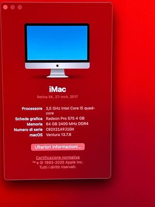 iMac 27 5K 2017 64GB RAM Intel i5