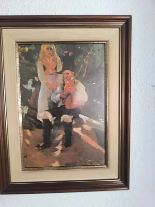 Cuadro antiguo vintage pareja músico