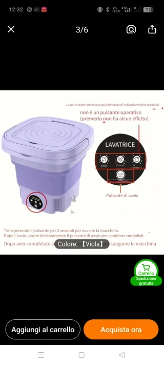 Lavatrice portatile pieghevole