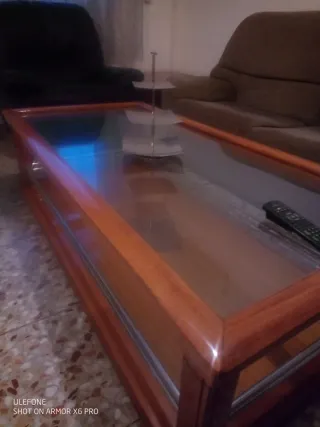 Mesa de centro madera y cristal