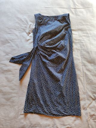 Vestido A. Domínguez azul lunares blancos