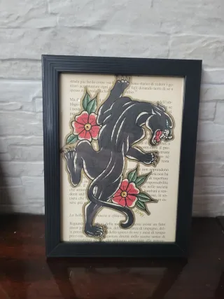 Quadro Pantera e Fiori Tattoo