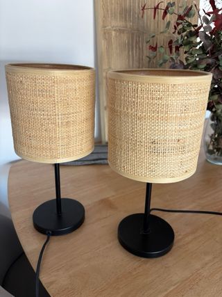 Lámparas de mesa ratán y metal