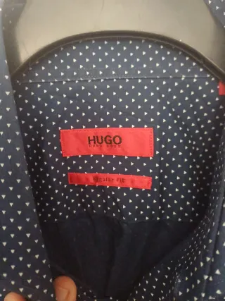 Camisa Hugo Boss Talla 40 Azul/Blanco
