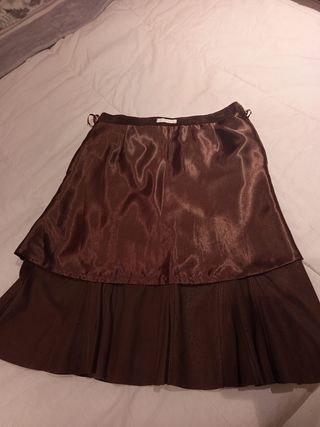 Falda efecto ante y piel