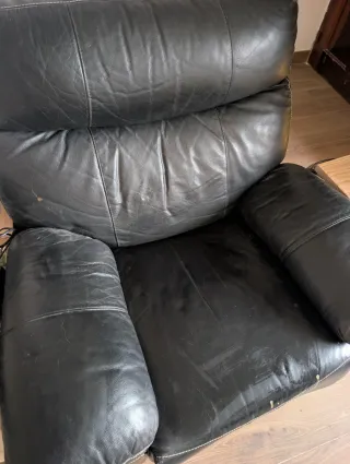 SE REGALA Sofá reclinable de piel sintética negro
