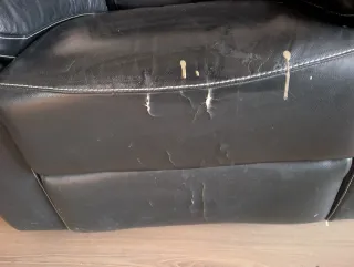 SE REGALA Sofá reclinable de piel sintética negro