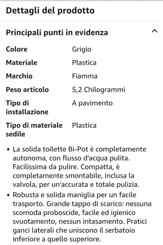 WC Chimico Fiamma Bi-Pot 39 come nuovo.