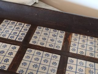 Tabuleiro / Bandeja em Madeira antiga e Azulejo