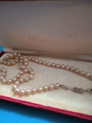 Collar Perlas Orquídea años 70 Estuche original