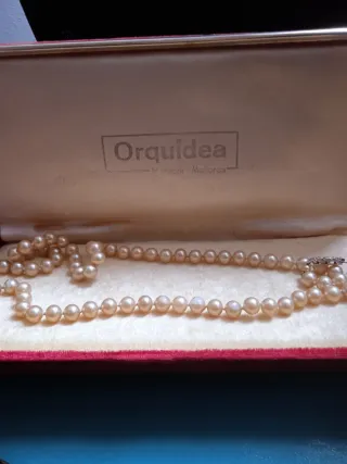 Collar Perlas Orquídea años 70 Estuche original