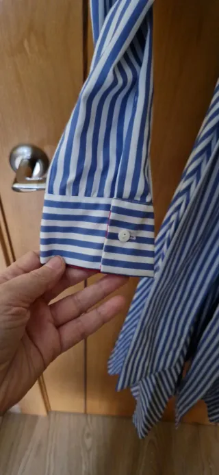 Vestido camisero rayas azules y blancas