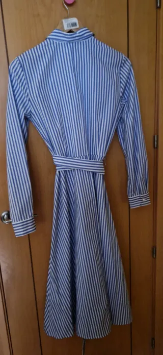 Vestido camisero rayas azules y blancas