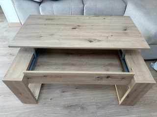 Mesa centro elevable madera, color roble nude