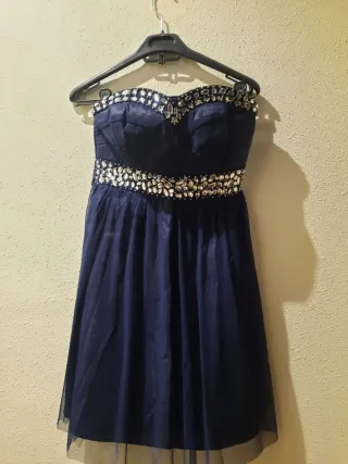 Vestido Fiesta Formula Joven Azul Plata