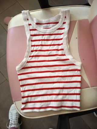 Camiseta tirantes rayas rojas y blancas Primark