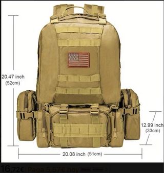 Mochila Táctica 4 en 1 Beige/Marrón