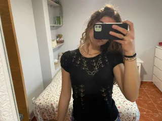 Camiseta punto manga corta negra