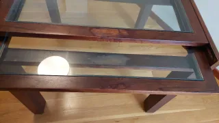 Mesa comedor teka y cristal de Banak