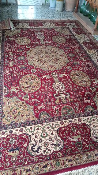 Alfombra Persa Lana Beige y Roja