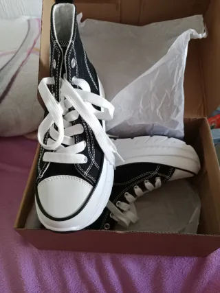 Converse plataforma negras talla 37