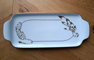 Vassoio porcellana con pantera oro