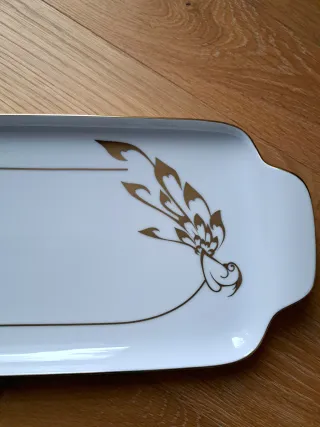 Vassoio porcellana con pantera oro