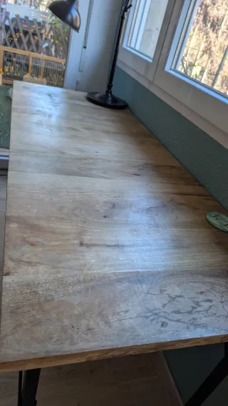 Mesa escritorio rústica madera y metal