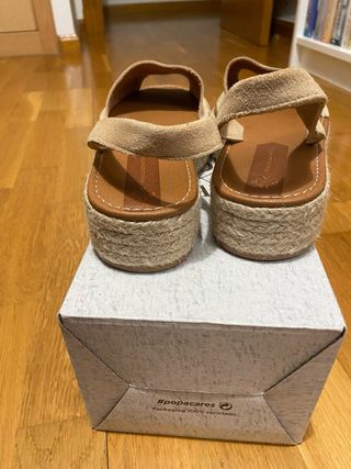 Sandalias Popa Beige Cuña Plataforma