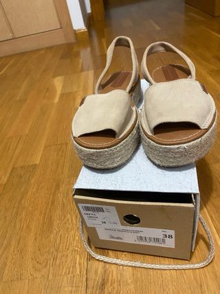 Sandalias Popa Beige Cuña Plataforma