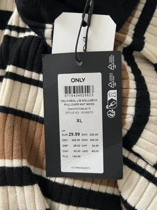 Jersey ONLY rayas cuello alto Talla XL