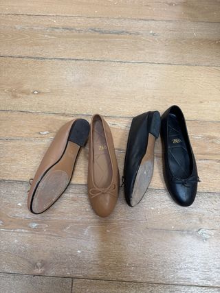 Pack Bailarinas Zara Piel Marrón y Negro