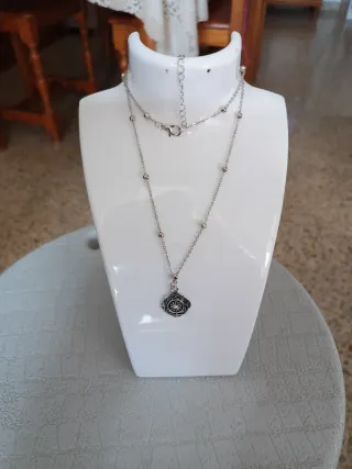 Colgante mujer plata y negro