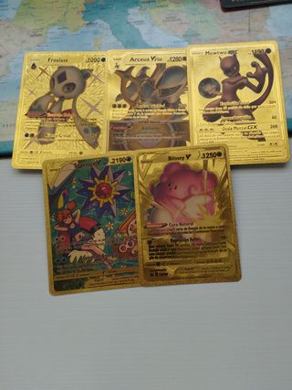 Pack 5 Cartas Pokémon Especiales Oro