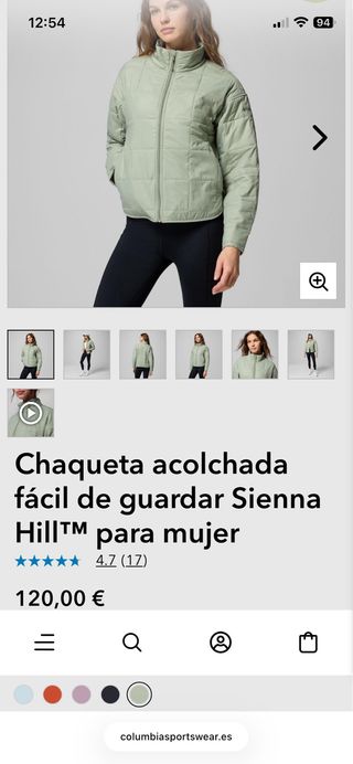 Chaqueta Columbia verde acolchada  (Sin estrenar)