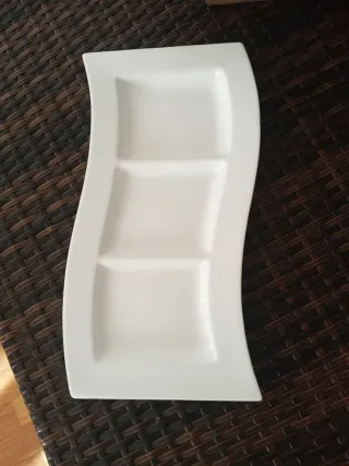 2 Bandejas Aperitivos Porcelana Blanca