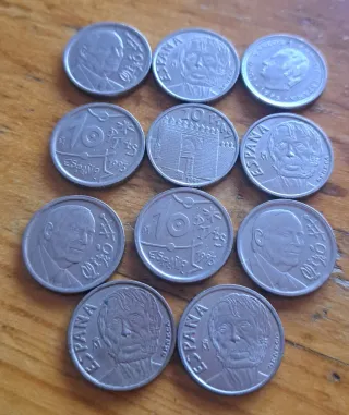 Lote 11 monedas 10 pesetas España