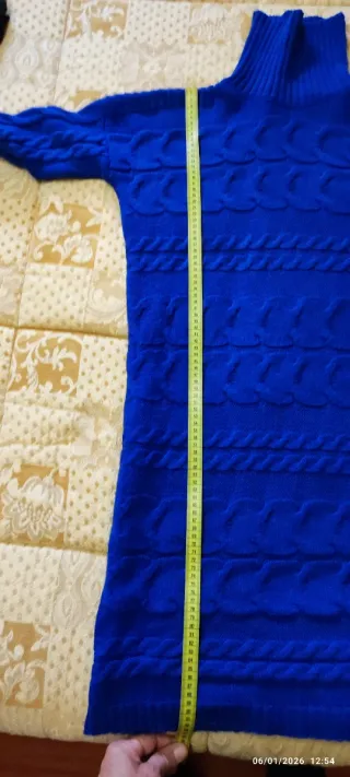 Miniabito maglione trecce blu