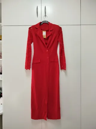 Vestido rojo blazer manga encaje talla S