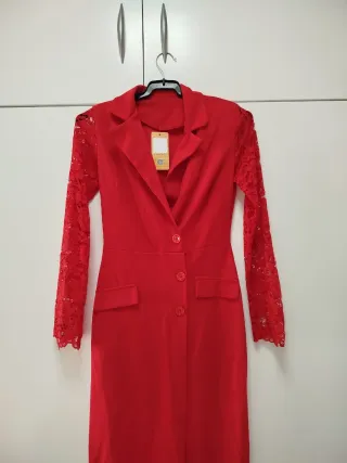 Vestido rojo blazer manga encaje talla S