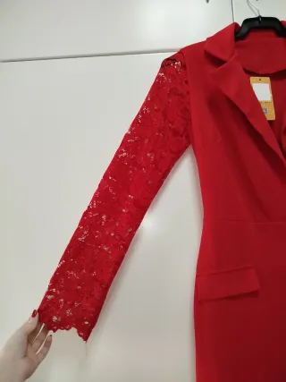 Vestido rojo blazer manga encaje talla S