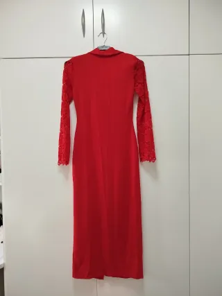 Vestido rojo blazer manga encaje talla S